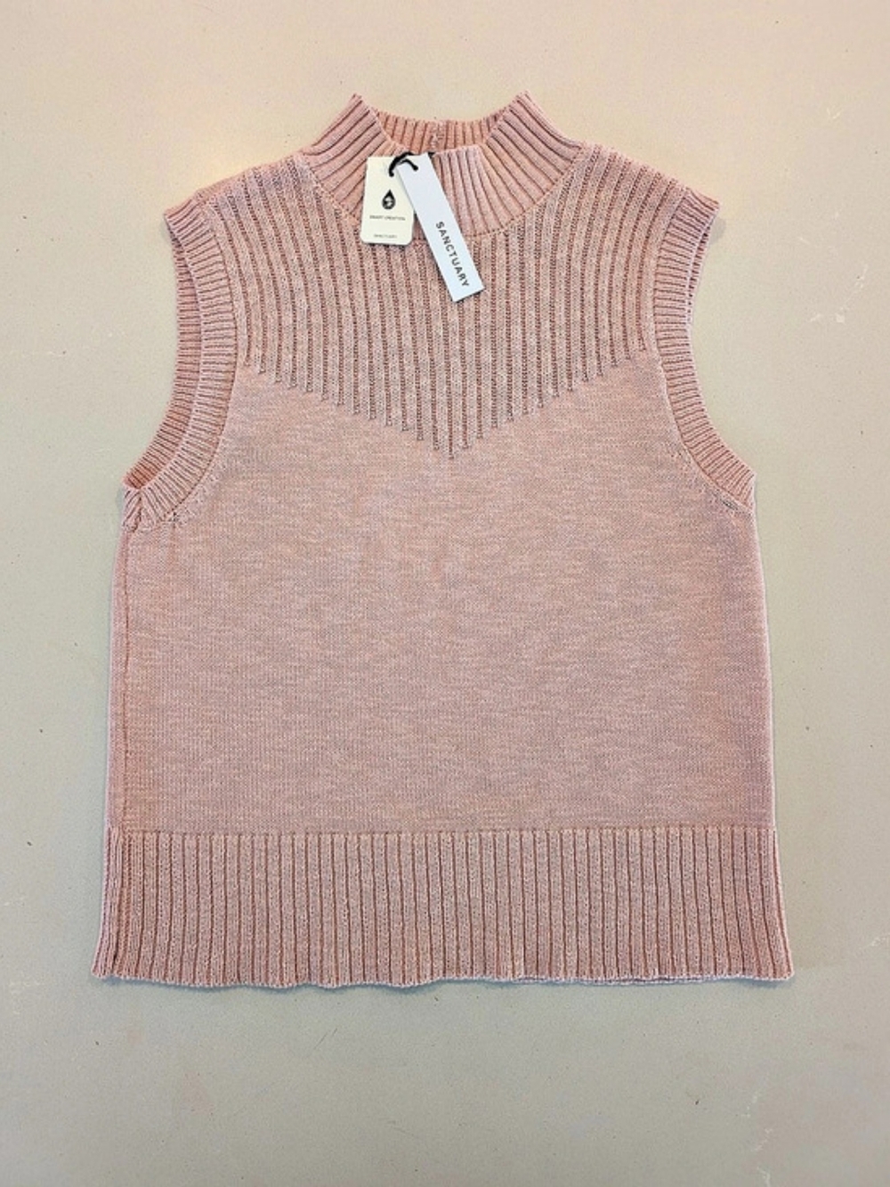 NWT Sanctuary Pink Mock Neck Knit Sweater Vest Top Size Medium